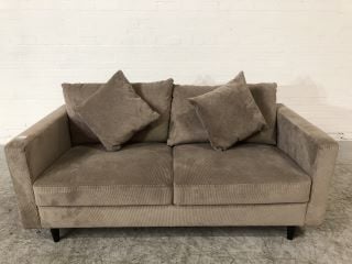 ADELAIDE NATURAL BROWN COLOURED FABRIC 2 SEATER SOFA