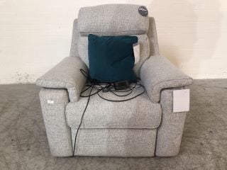 ELLIS GREY COLOURED GRADE A FABRIC POWER RECLINER CHAIR WITH HEADREST LUMBAR & USB (POWER CABLE INCLUDED) RRP £2173