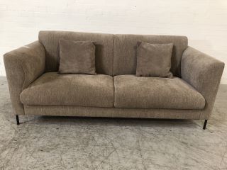 CONLEY NATURAL BROWN COLOURED FABRIC 2 SEATER SOFA