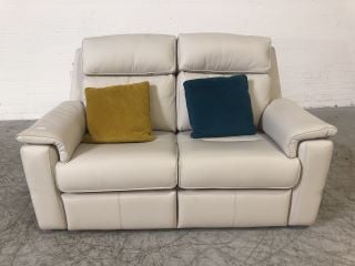 CREAM COLOURED LEATHER 2 SEATER SOFA WITH HEADREST