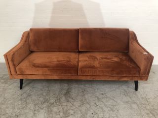 CASBROOK COPPER COLOURED VELVET 3 SEATER SOFA RRP £499