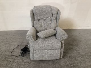 CELEBRITY NATURAL COLOURED FABRIC POWER RECLINER CHAIR WITH SIDE POCKETS (POWER CABLE INCLUDED)