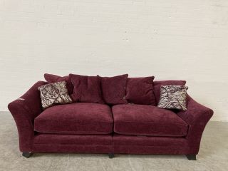 MAGENTA COLOURED FABRIC LARGE 2 SEATER SOFA