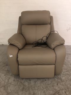 KINGSBURY TAUPE COLOURED LEATHER POWER RECLINER ARMCHAIR RRP £1399