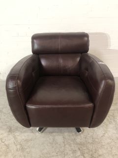 BURGUNDY COLOURED LEATHER SWIVEL TUB CHAIR