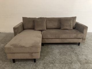 ADELAIDE NATURAL BROWN COLOURED FABRIC 2 SEATER SOFA WITH CHAISE