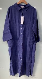 SAHARA LINEN SHIRT DRESS IN MIDNIGHT - UK XL - RRP £195.00: LOCATION - FRONT BOOTH