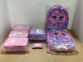 QTY OF ASSORTED CHILDREN'S BAGS TO INCLUDE 3 X SMIGGLE PENCIL CASES IN FUNFAIR DESIGN & 3 X PEPPA PIG LUNCH BOXES IN PINK: LOCATION - J9