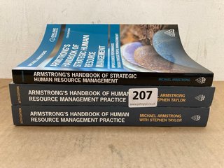 3 X ASSORTED BOOKS TO INCLUDE MICHAEL ARMSTRONG ARMSTRONG'S HANDBOOK OF STRATEGIC HUMAN RESOURCE MANAGEMENT: LOCATION - J16