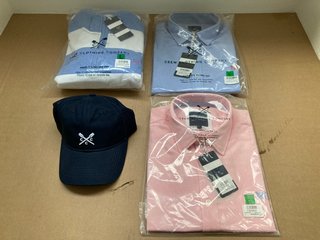 4 X ASSORTED APPAREL TO INCLUDE HALF ZIP HEATHERED STRIPE JACKET IN BLUE/WHITE - UK SIZE LARGE: LOCATION - J21