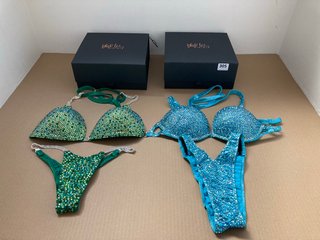 2 X BLACK ICE BIKINIS GEM BRAS IN BLUE & GREEN: LOCATION - J21