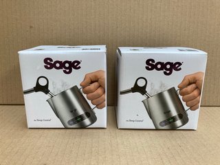 2 X SAGE THE TEMP CONTROL MILK JUGS WITH INTEGRATED THERMOMETER: LOCATION - I6