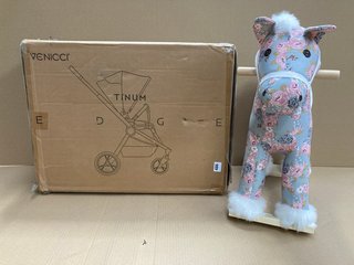 MAMAS & PAPAS FLORAL ROCKING HORSE TO ALSO INCLUDE VENICCI TINUM EDGE PUSHCHAIR IN CHARCOAL - COMBINED RRP £819.99: LOCATION - I6