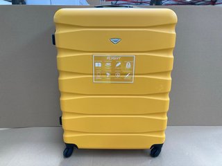 FLIGHT KNIGHT LARGE HARD SHELL WHEELED SUITCASE IN YELLOW/BLACK: LOCATION - I6