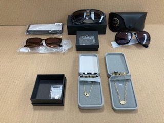 QTY OF ASSORTED JEWELLERY/SUNGLASSES TO INCLUDE ARMANI EXCHANGE SUNGLASSES IN BLACK: LOCATION - I5