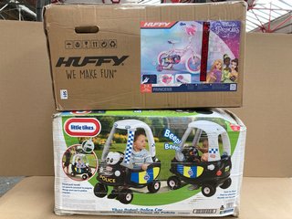 LITTLE TIKES PATROL POLICE CAR TO ALSO INCLUDE HUFFY DISNEY PRINCESS BIKE WITH STABILISERS: LOCATION - I5