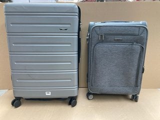 ROCK LARGE HARD SHELL WHEELED SUITCASE IN GREY TO ALSO INCLUDE ROCK MEDIUM FABRIC WHEELED COMBINATION LOCK SUITCASE IN GREY: LOCATION - I4