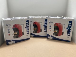 3 X LAVAZZA TINY COFFEE MACHINES IN RED: LOCATION - J3