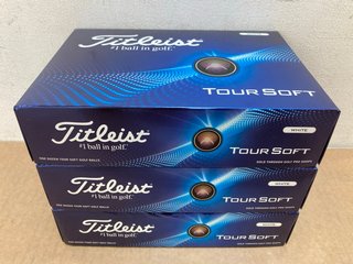 3 X BOXES OF TITLEIST TOUR SOFT GOLF BALLS: LOCATION - I2