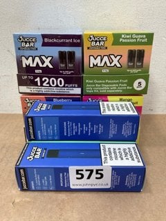 QTY OF ASSORTED VAPE ITEMS TO INCLUDE 3 X JUICE BAR VAPE KITS IN BLUE/GREEN - (PLEASE NOTE: 18+YEARS ONLY. ID MAY BE REQUIRED), PLEASE NOTE: 18+YEARS ONLY. ID MAY BE REQUIRED): LOCATION - E0