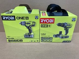 RYOBI R18PD31-215S 18V PERCUSSION DRILL TO ALSO INCLUDE RYOBI R18IW3-140SF 18V 3 SPEED IMPACT WRENCH: LOCATION - H1