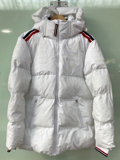 AMG PETRONAS MENS MERCEDES 2024 PUFFER JACKET IN WHITE - UK S - RRP £274.99: LOCATION - FRONT BOOTH