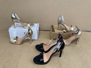 3 X COAST WOMENS TALIA PLATFORM HEELED SANDALS IN GOLD, BLACK AND SILVER - UK 5: LOCATION - H10