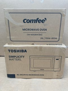 TOSHIBA ML-EM23P DIGITAL MICROWAVE IN BLACK OVEN TO ALSO INCLUDE COMFEE CM-M202RAF 20L MICROWAVE OVEN IN RED: LOCATION - E3