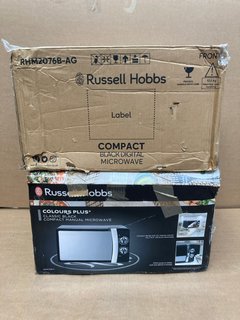 RUSSELL HOBBS RHMM701B-N COLOURS PLUS CLASSIC COMPACT MANUAL MICROWAVE IN BLACK TO ALSO INCLUDE RUSSELL HOBBS RHM2076B-AG COMPACT DIGITAL MICROWAVE IN BLACK: LOCATION - E3