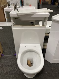 (COLLECTION ONLY) COMBINATION UNIT IN WHITE WITH BTW PAN WITH A 510 X 260MM STH POLYMARBLE BASIN COMPLETE WITH A MONO BASIN MIXER TAP & CHROME SPRUNG WASTE - RRP £755: LOCATION - A2