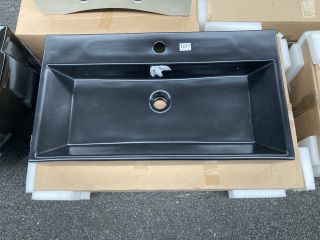 (COLLECTION ONLY) 750 X 410MM 1TH BLACK CERAMIC COUNTERTOP BASIN - RRP £265: LOCATION - A6