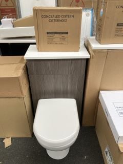 (COLLECTION ONLY) 500 X 250MM W/C UNIT IN BODEGA GREY & WHITE WITH BTW PAN & SEAT WITH CONCEALED CISTERN FITTING KIT - RRP £780: LOCATION - A5