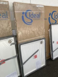 (COLLECTION ONLY) CLEAR GLASS SILVER FRAMED 900 X 1950MM BIFOLD SHOWER DOOR WITH A PEARLSTONE 1000 X 900MM SHOWER TRAY - RRP £985: LOCATION - A3