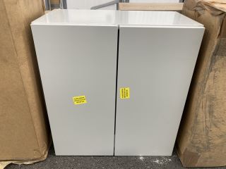 (COLLECTION ONLY) WALL HUNG 2 DOOR BATHROOM CABINET IN GREY GLOSS 660 X 600 X 340MM - RRP £289: LOCATION - A3