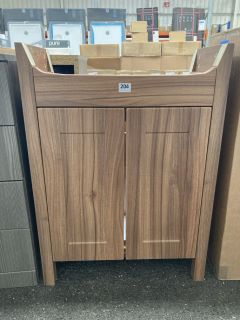 (COLLECTION ONLY) FLOOR STANDING 2 DOOR SEMI RECESSED SINK UNIT IN WALNUT 600 X 310 X 820MM: LOCATION - A3