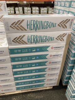 (COLLECTION ONLY) 16 PACKS OF KRONOTEX HERRINGBONE 665 X 133 X 8MM LIGHT OAK FLOORING 19.8M2 APPROX - RRP £895: LOCATION - B2