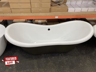 1760 X 700MM TRADITIONAL ROLL TOPPED DOUBLE ENDED SLIPPER STYLE BATH IN MIDNIGHT BLACK - RRP £1298: LOCATION - B2