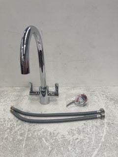 TWIN HANDLE KITCHEN SINK MIXER TAP IN CHROME - RRP £205: LOCATION - RACKING 1