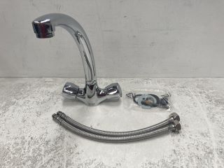 DECK MOUNTED KITCHEN SINK MIXER TAP IN CHROME WITH SWIVEL SPOUT - RRP £215: LOCATION - RACKING 1