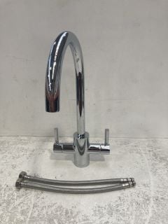 TWIN HANDLE KITCHEN SINK MIXER TAP IN CHROME - RRP £205: LOCATION - RACKING 1