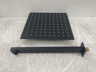 300MM2 FIXED SHOWER HEAD WITH WALL MOUNTED ARM IN BLACK - RRP £215: LOCATION - RACKING 2