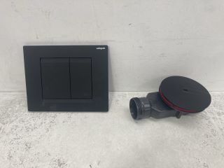 LOW PROFILE SHOWER WASTE IN MATT BLACK WITH MATT BLACK DUAL FLUSH PLATE: LOCATION - RACKING 2