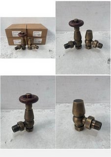 4 X BOXES OF TRADITIONAL THERMOSTATIC TRV VALVES WITH LOCK SHIELDS IN ANTIQUE BRASS - RRP £250: LOCATION - RACKING 3