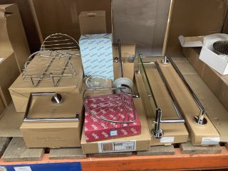 QTY OF ASSORTED BATHROOM ACCESSORIES TO INCLUDE STEEL WIRE SHELVES, TOWEL RAILS - RRP £275: LOCATION - RACKING 4