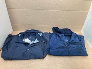 2 X MENS RAGING BULL SOFT SHELL WINDCHEATER JACKETS IN NAVY - SIZE XL - RRP £109: LOCATION - C10