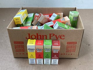 BOX OF ASSORTED JUCCE E-LIQUIDS IN ASSORTED FLAVOURS TO INCLUDE BANANA NIC SALTS (PLEASE NOTE: 18+YEARS ONLY. ID MAY BE REQUIRED): LOCATION - WA3