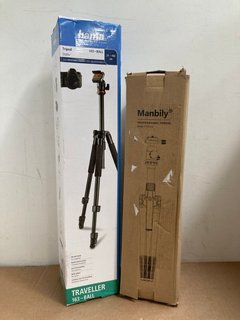 MANIBLY COMPACT 60"ALUMINUM CAMERA TRIPOD TO INCLUDE HAMA TRAVELLER 163-BALL CAMERA TRIPOD - RRP £ 99: LOCATION - WA6