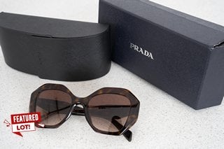 PRADA IRREGULAR FRAME ACETATE SUNGLASSES - MODEL SPR-16W - RRP £376: LOCATION - BOOTH