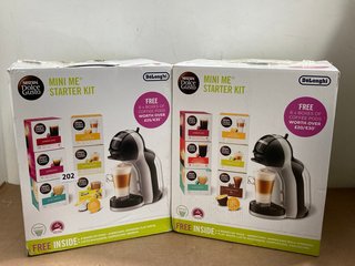 2 X DE'LONGHI NESCAFE DOLCE GUSTO COFFEE MACHINE STARTER KIT INCLUDES 6 BOXES OF VARIOUS COFFEE PODS - COMBINED RRP £160: LOCATION - WA8