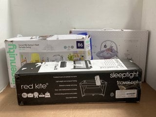 3 X ASSORTED BABY AND TODDLER ITEMS TO INCLUDE RED KITE SLEEPTIGHT TRAVEL COT: LOCATION - WA8